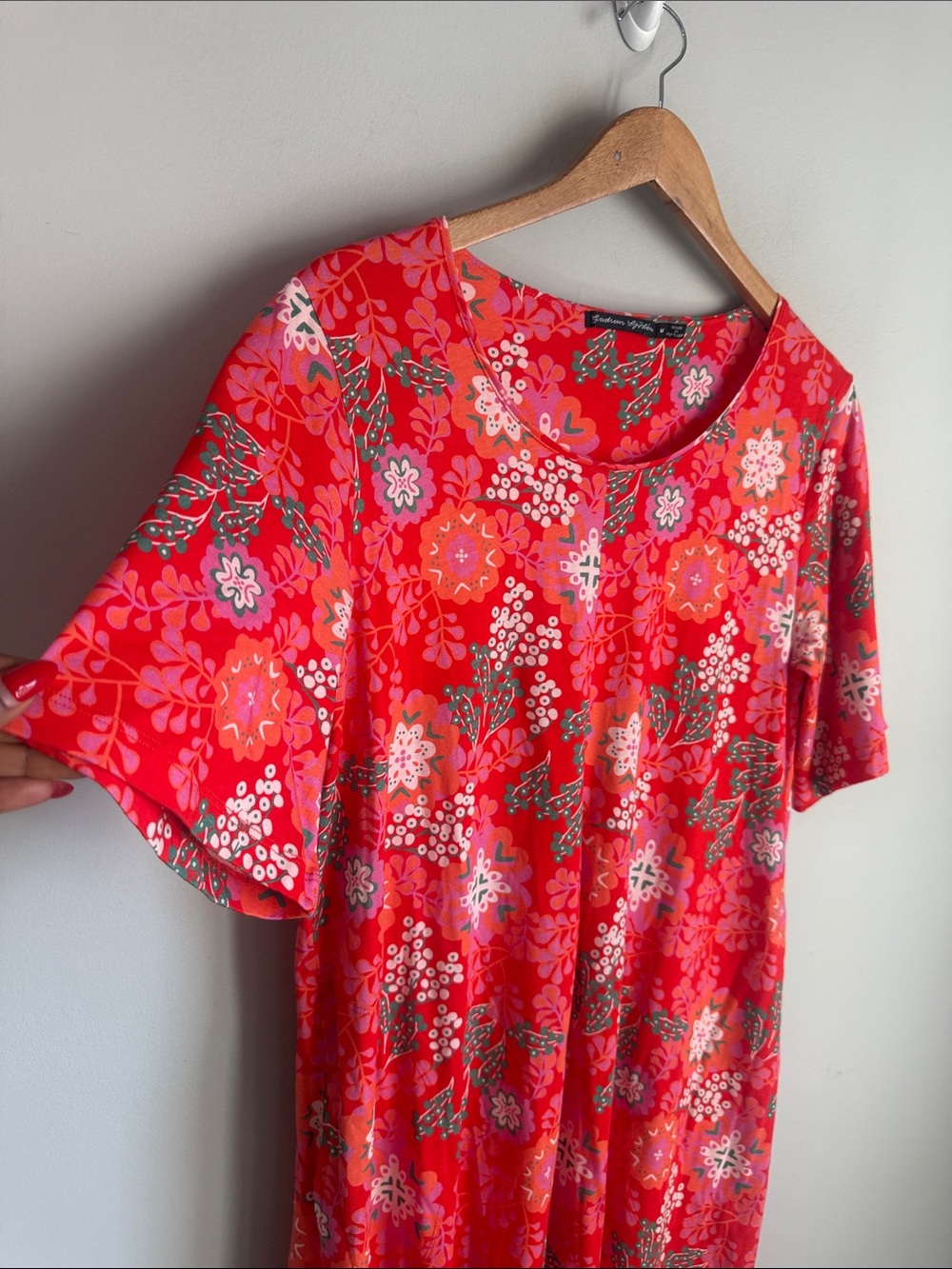 NEW Gudrun Sjödén Red Floral Print Swing Dress Medium - Picture 3 of 7